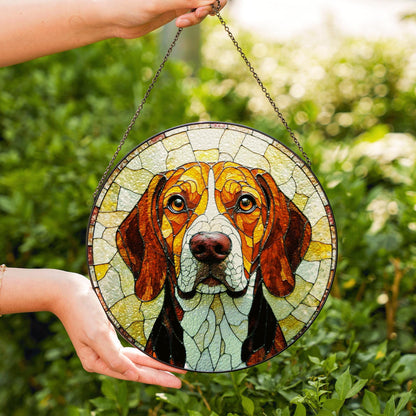 Beagle Dog Stained Glass Suncatcher Pet Memorial Window Decor Gift for Dog Lovers