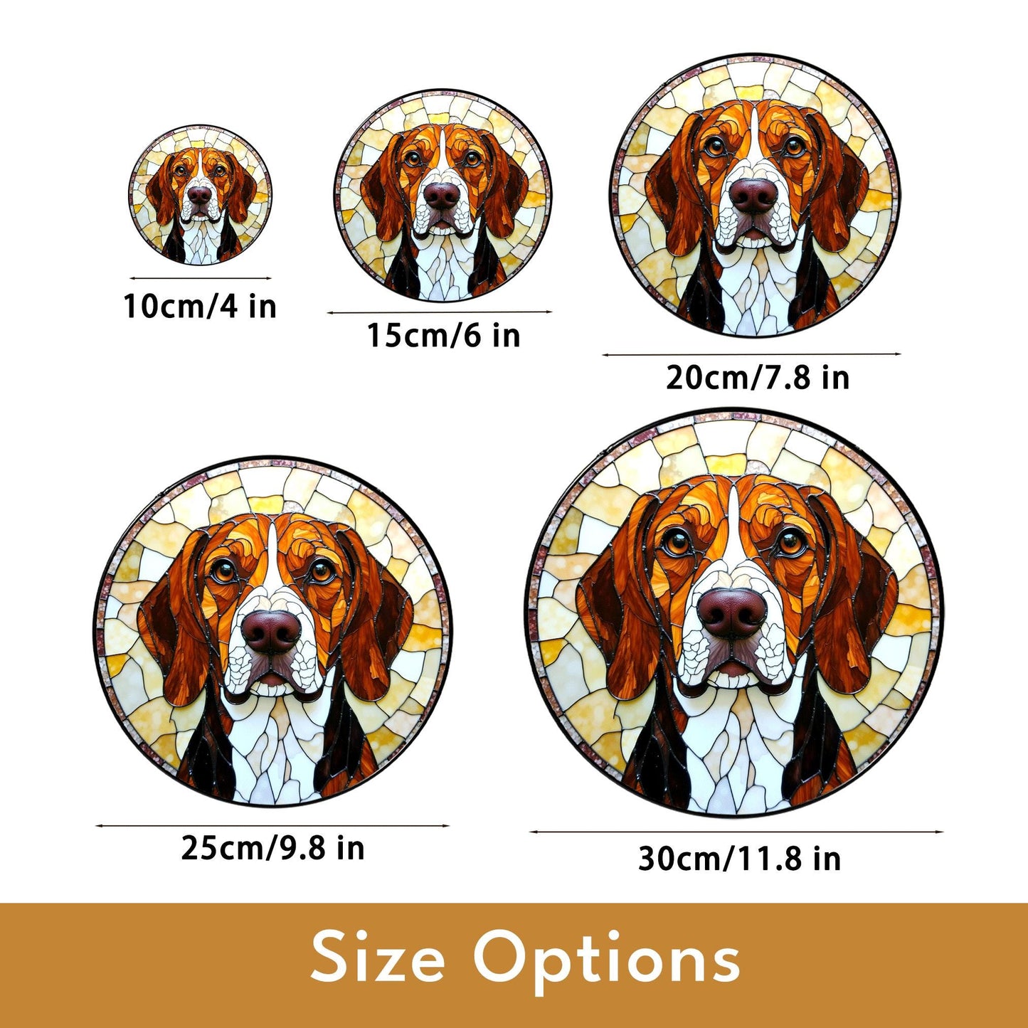 Beagle Dog Stained Glass Suncatcher Pet Memorial Window Decor Gift for Dog Lovers
