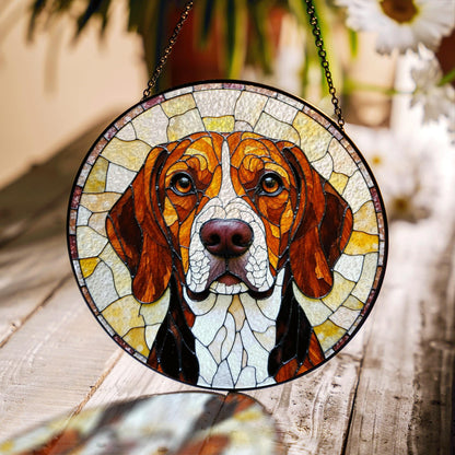 Beagle Dog Stained Glass Suncatcher Pet Memorial Window Decor Gift for Dog Lovers
