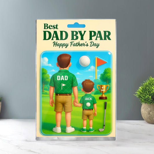 Best Dad By Par Acrylic Block, Golf Custom Figure Acrylic Plaque, Father's Day Gift For Dad, Gifts For Husband, Happy Father's Day, Dad No1