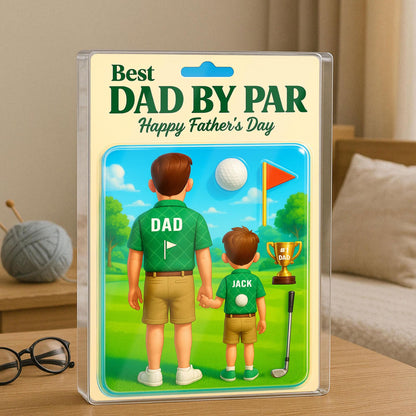 Best Dad By Par Acrylic Block, Golf Custom Figure Acrylic Plaque, Father's Day Gift For Dad, Gifts For Husband, Happy Father's Day, Dad No1