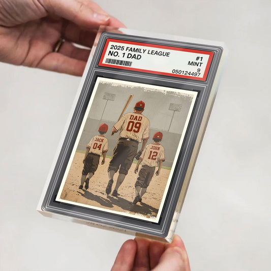 Baseball No. 1 Dad Man & Kids Trading Card Style Personalized Acrylic Block, Dad Plaque, Father's Day Gift for Baseball Dad, Husband