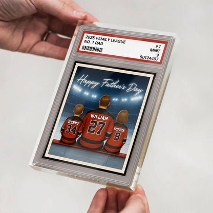 Hockey Daddy's Dream Team, Custom No.1 Dad Man & Kids Trading Card Style Plaque, Personalized Player Dad Acrylic Block, Father's Day Gift