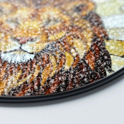 Crowned Lion King Stained Glass Window Art Regal Animal Suncatcher Gift for Him