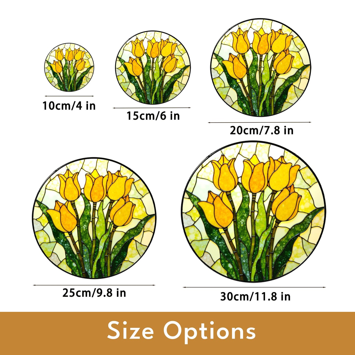 Yellow Tulip Bloom Stained Glass Window Decor Garden Sun Catcher Gift for Mom