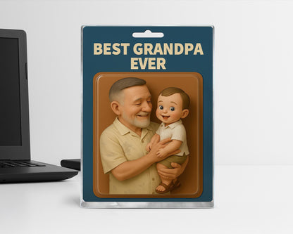 Custom Father's Day Gift for Grandpa, Personalized Photo Dad And Kids Action Figure Acrylic Block, Best Grandpa Ever Block, Gift for Husband