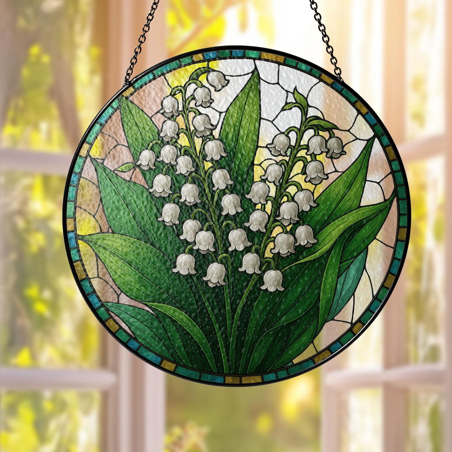 Stained Glass Lily Of The Valley Flower Suncatcher, May Birth Month Flower Suncatcher, Grandma Gift, Glass Suncatcher, Family Gift Idea