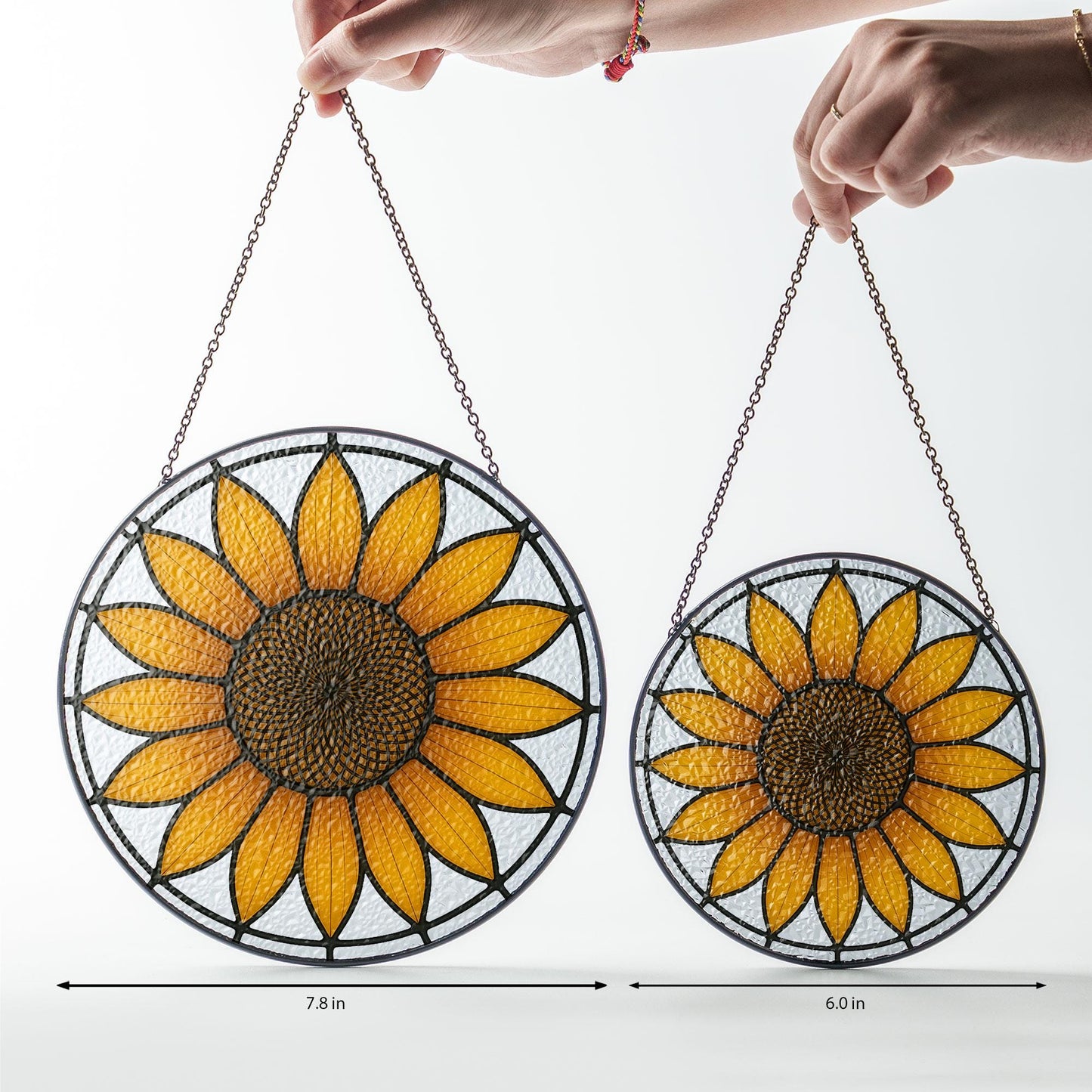 Sunflower Glass Suncatcher Floral Pendant Window Hanging, Sunflower Glass Window Decor, Sunflower Suncatcher, Grandma Gift, Garden Decor