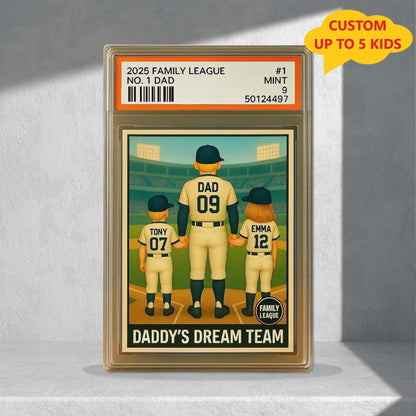 No. 1 Dad & Kids Baseball Trading Card Style, Personalized Acrylic Block Plaque, Father's Day Gift, Custom Figure Family Acrylic Block