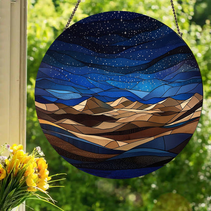 Starry Sand Dunes: Stained Glass Style Window Hanging
