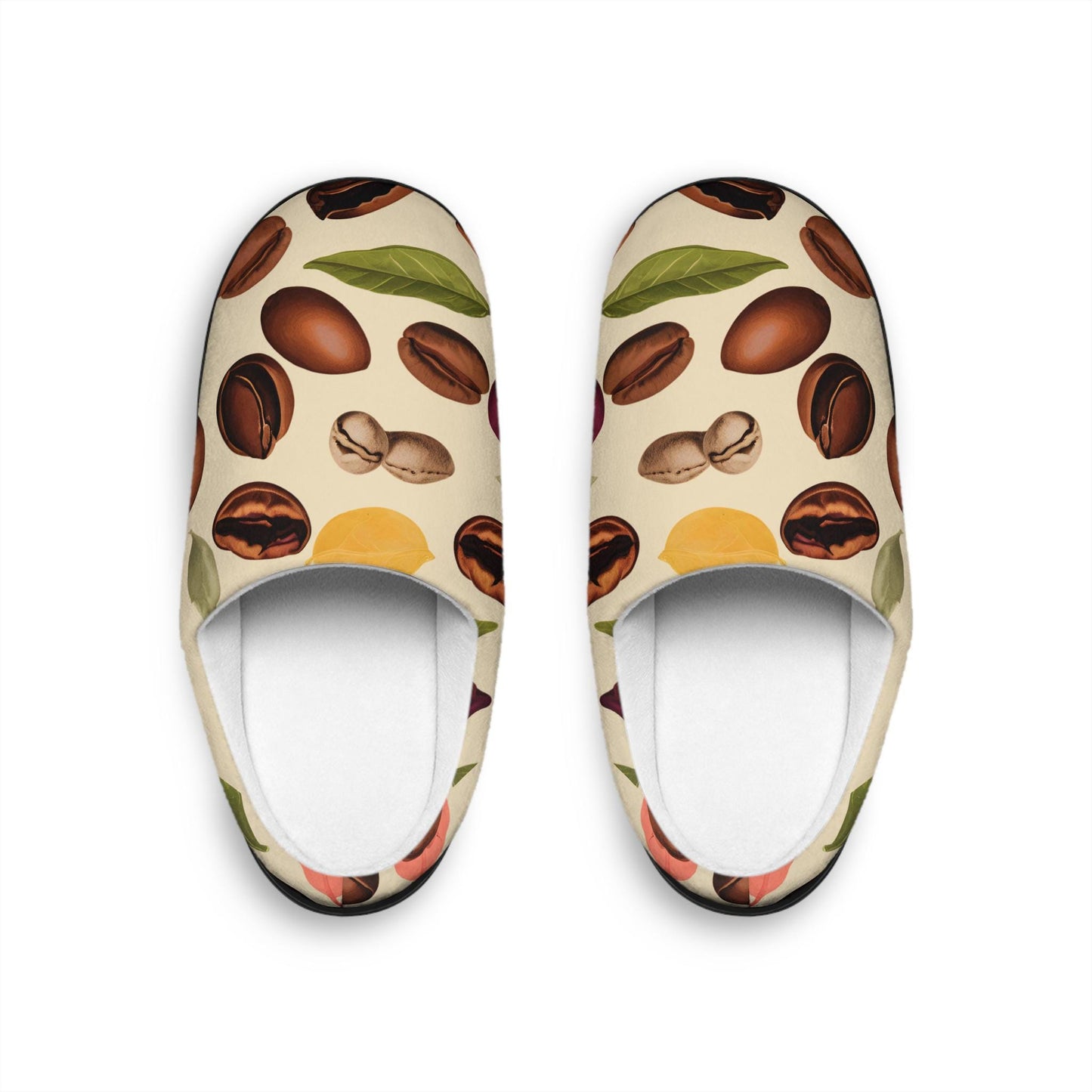 Men's Slippers Coffee Bean Design Gift-for-Coffee-Lover CoffeeBeans Plant Stages Beige Men's Indoor Footwear House Shoes Father's Day