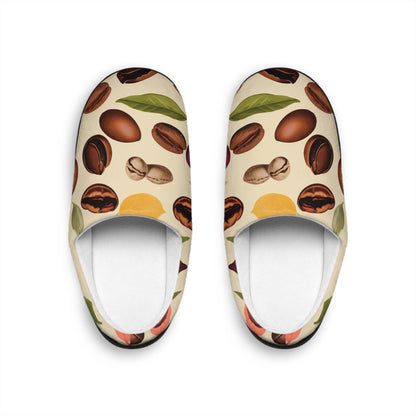 Men's Slippers Coffee Bean Design Gift-for-Coffee-Lover CoffeeBeans Plant Stages Beige Men's Indoor Footwear House Shoes Father's Day