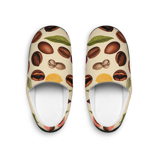 Men's Slippers Coffee Bean Design Gift-for-Coffee-Lover CoffeeBeans Plant Stages Beige Men's Indoor Footwear House Shoes Father's Day