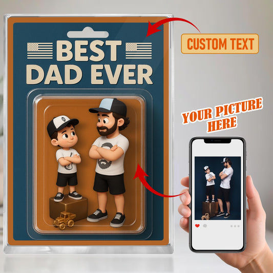Custom Photo Dad And Kids Action Figure Acrylic Block, Personalized Father's Day Gift For Dad, Best Dad Ever Block Plaque, Gift For Husband