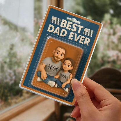 Custom Photo Dad And Kids Action Figure Acrylic Block, Personalized Father's Day Gift For Dad, Best Dad Ever Block Plaque, Gift For Husband