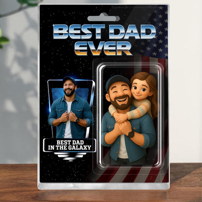Custom Photo Dad And Kids Action Figure Acrylic Block, Personalized Father's Day Gift For Dad, Best Dad Ever Block Plaque, Gift For Husband