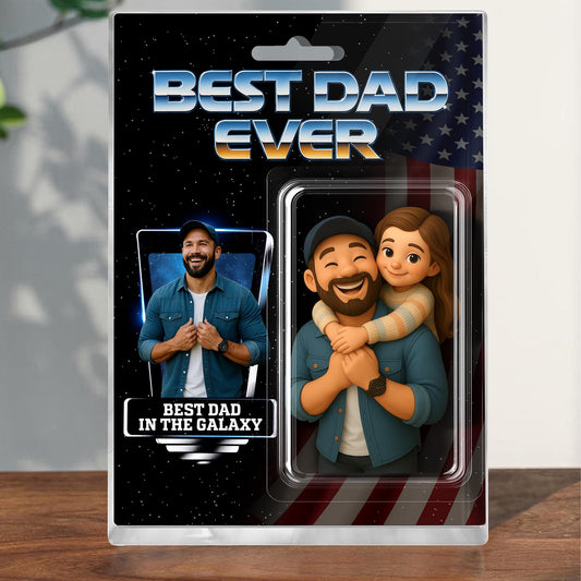 Custom Photo Dad And Kids Action Figure Acrylic Block, Personalized Father's Day Gift For Dad, Best Dad Ever Block Plaque, Gift For Husband