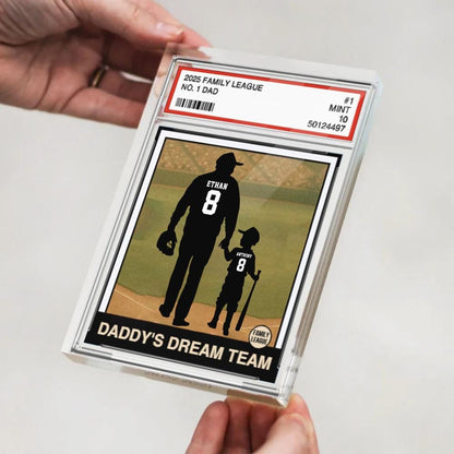 Custom Baseball No. 1 Dad, Grandpa, Man & Kids Trading Card Style Personalized Acrylic Block Plaque, Father's Day Gift for Baseball Dad