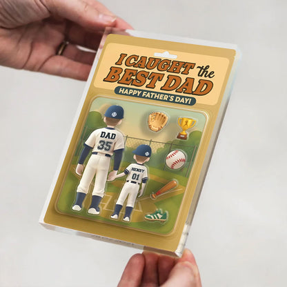 Caught the Best Dad Baseball Custom Figure Personalized Acrylic Block Plaque, Personalized Father's Day Gift for Dad, Gifts for Husband