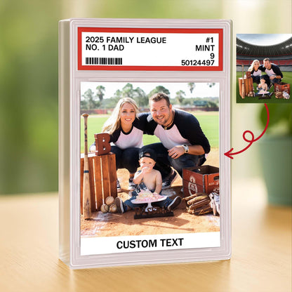 Personalized Baseball No. 1 Dad Trading Card Style, Custom Baseball Family Photo Acrylic Block, Father's Day Gift, Daddy's Dream Team Plaque