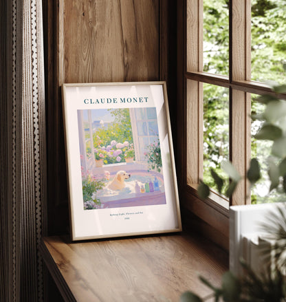 Monet Style Labrador Art Print: French Bathroom Decor