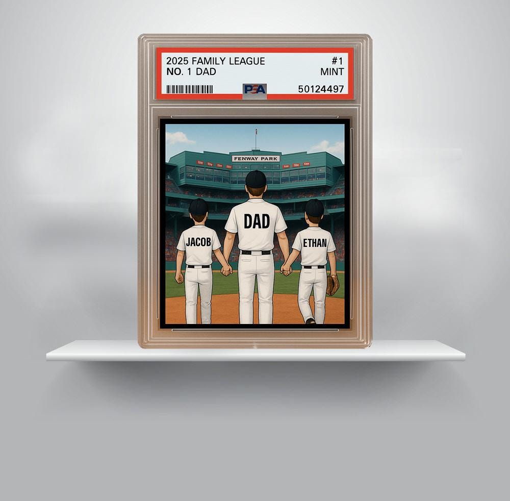 Custom Baseball Family League Trading Card Style Acrylic Block, Personalized Acrylic Block Plaque, Father's Day Gift for Baseball Lovers