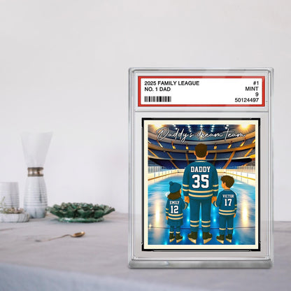 Best Dad Ever Man And Kids Hockey Trading Card Style Acrylic Block, Personalized Acrylic Block Plaque, Father's Day Gift For Husband