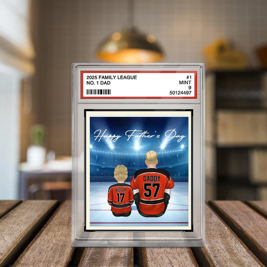 Personalized Hockey No. 1 Dad Trading Card Style Acrylic Block, Father's Day Gift For Hockey Lover, Gift For Hockey Acrylic Block Plaque