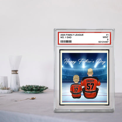 Personalized Hockey No. 1 Dad Trading Card Style Acrylic Block, Father's Day Gift For Hockey Lover, Gift For Hockey Acrylic Block Plaque