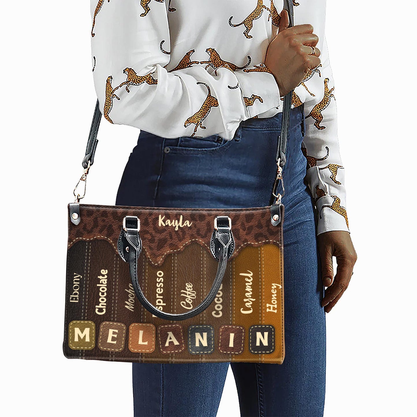 African American Custom Leather Handbag | Inspirational Black Queen Purse | Personalized Empowerment Bag for Women