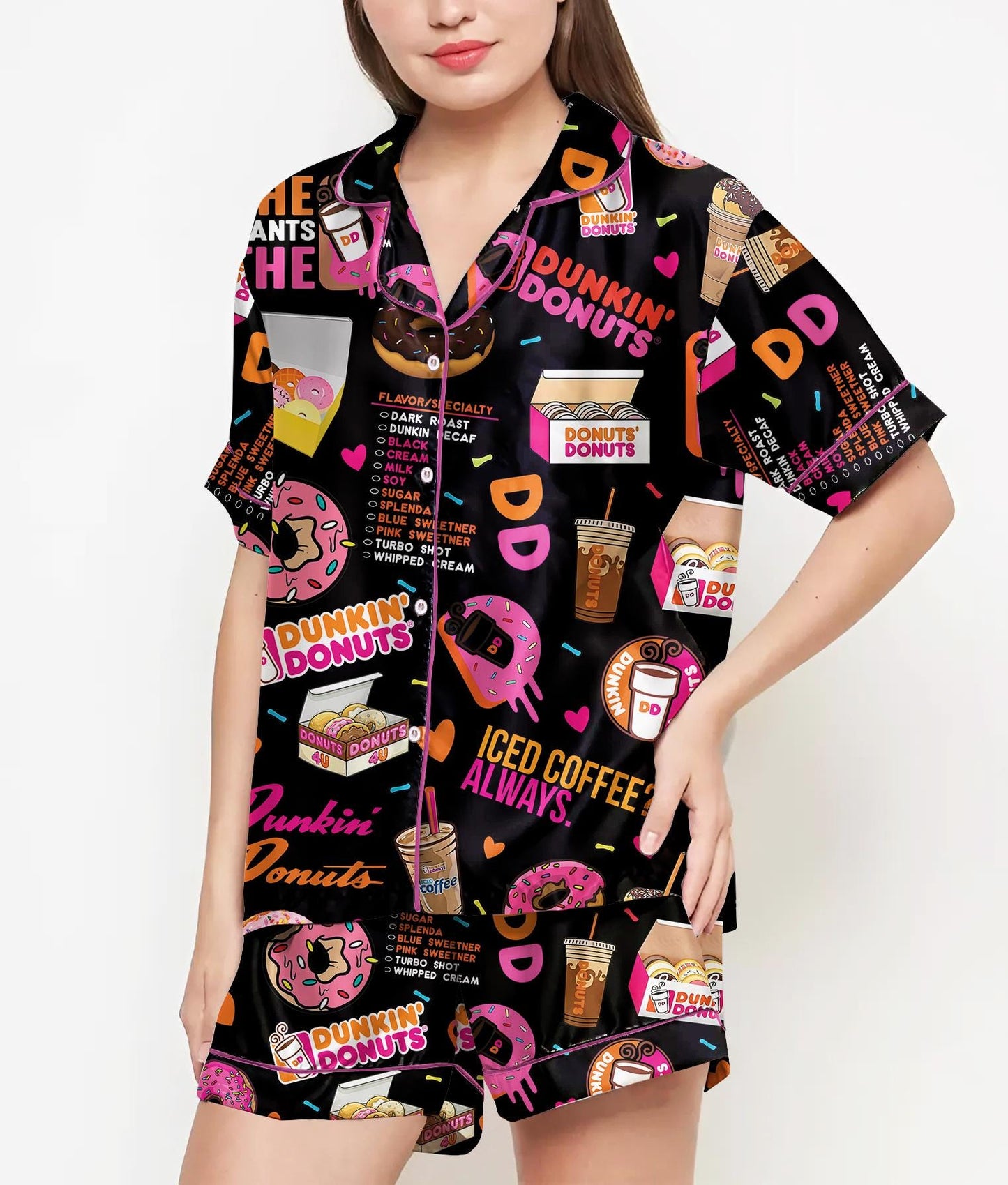 Donuts Pajamas Satin Set, Party Pajamajam, Mother's Day Gift, Birthday Gift, Pjs For Women, Bridesmaid Gifts, Gift For Her