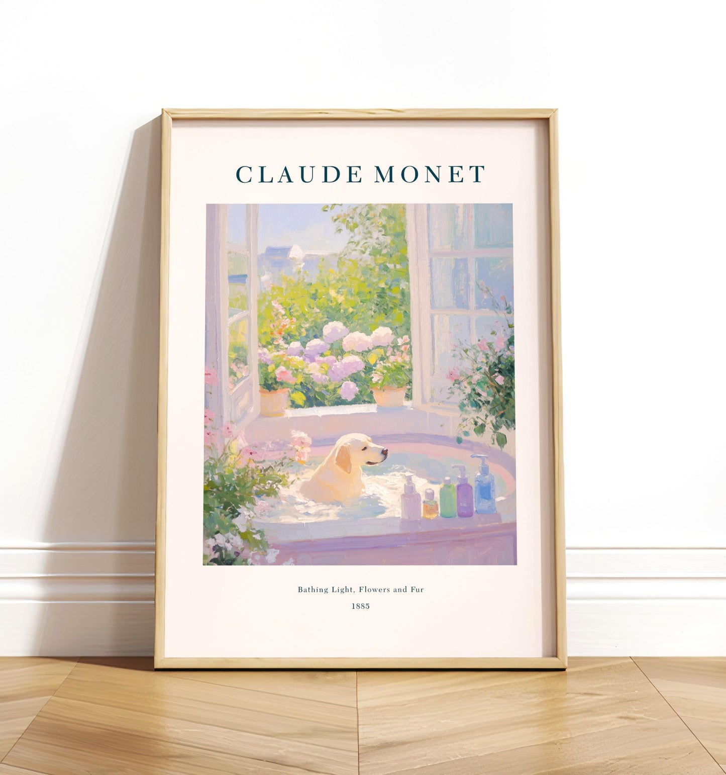 Monet Style Labrador Art Print: French Bathroom Decor