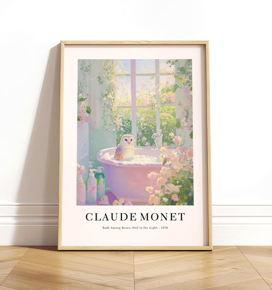 Barn Owl Bath Print: Monet Style French Art