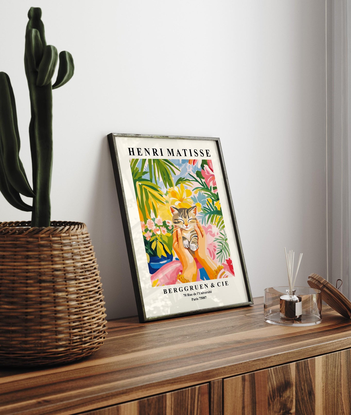 Tabby Kitten Art Print: Matisse Style Cat Lover Gift