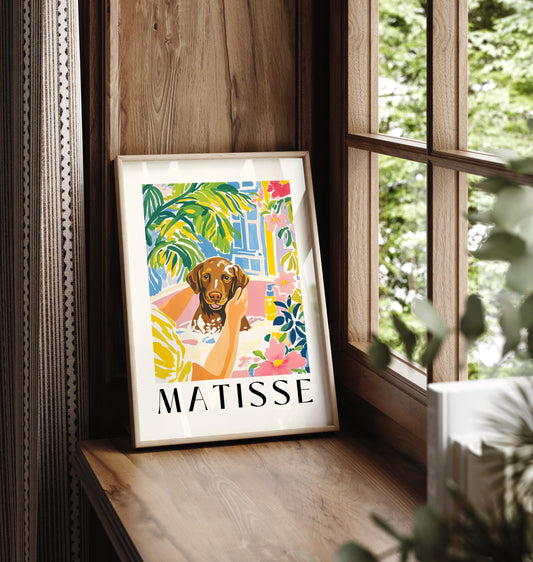 Chocolate Labrador Wall Art: Matisse Style Bathtub Print