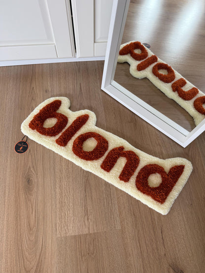 Handmade Blond Album Cover Rug: Tufted Music Decor (61cm x 23cm)