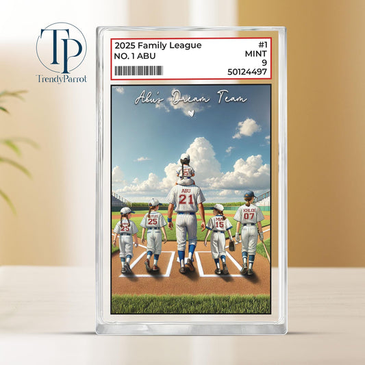 Baseball No. 1 Dad Grandpa Man & Kids Acrylic Plaque, Father's Day Gift For Dad, Gift for Husband,Trading Card Style, Gift for Baseball Dad