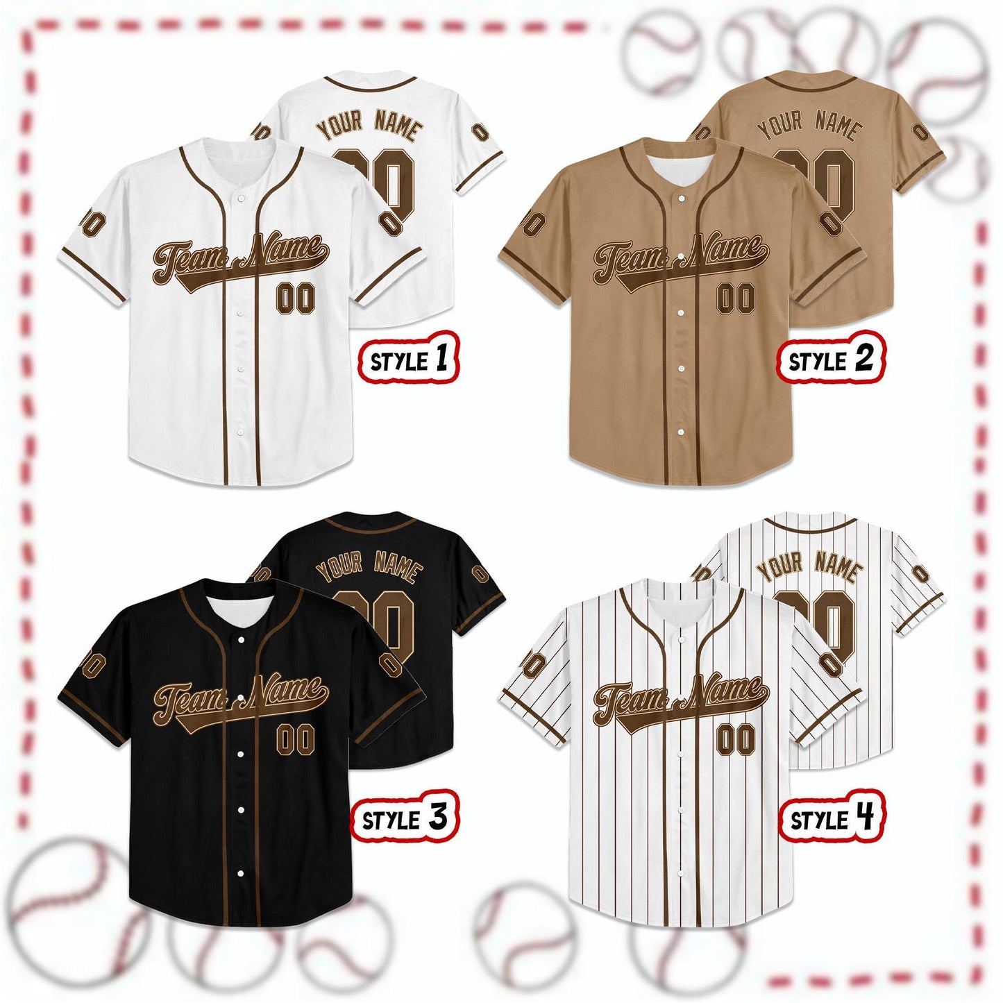 Custom Brown Baseball Jersey, Custom Summer Tour 2025 Jersey, Wedding Jerseys, Baseball Shirt for Fans of All Ages, Vintage Jersey