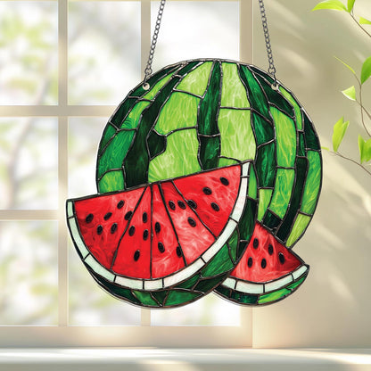 Watermelon ACRYLIC Window Hanging, Watermelon Suncatcher, Home Decor, Fruit Art for Sunlit Spaces, Watermelon Ornament, Tropical Fruit Decor