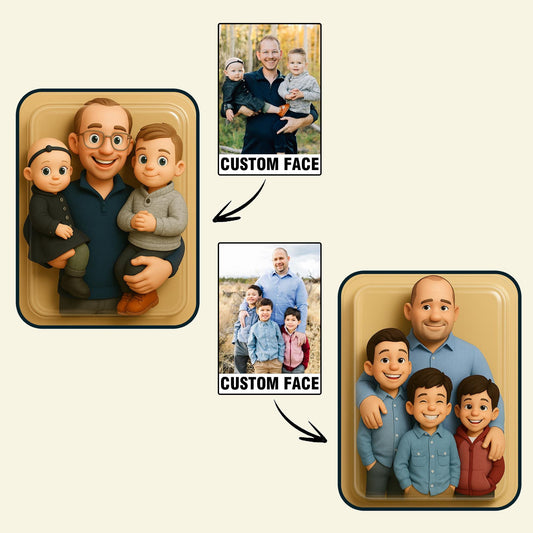 Personalized Fathers Day Gift For Dad, Custom Photo Dad And Kids Action Figure Acrylic Block, Best Dad Ever Block, New Dad Gift For Husband