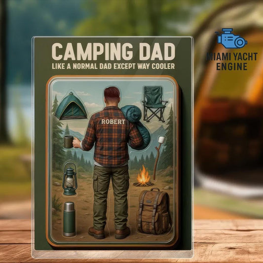 Custom Camping Dad Acrylic Block Gift, Personalized Outdoor Dad Figure With Name, Cool Camper Father’s Day Gift, Unique Gift For Dads