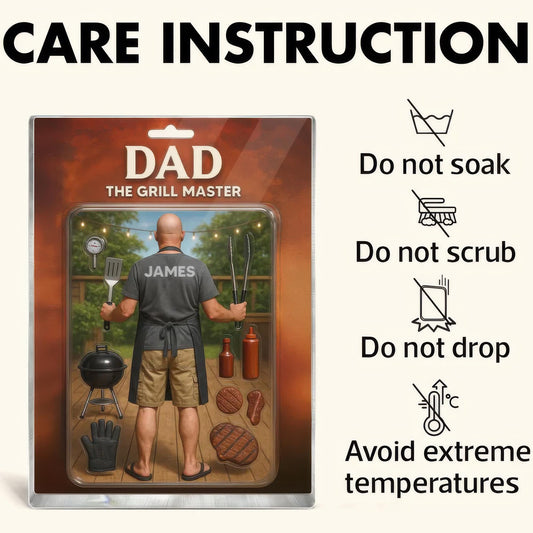 Custom Grill Master Dad Acrylic Block Gift, Personalized BBQ Figurine with Name, Funny Father's Day Gift for Barbecue Lover, Gift for Dad