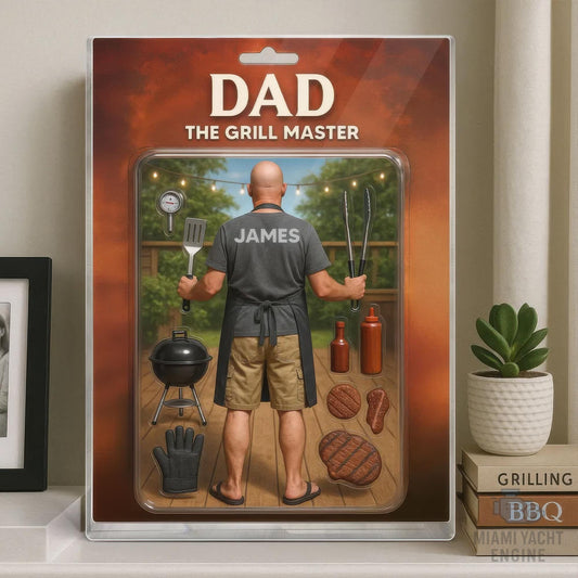 Custom Grill Master Dad Acrylic Block Gift, Personalized BBQ Figurine with Name, Funny Father's Day Gift for Barbecue Lover, Gift for Dad