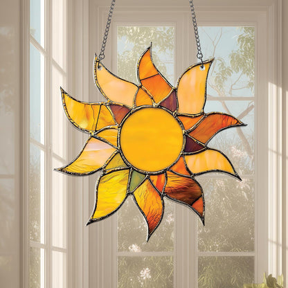 Sun Acrylic 2D Flat Ornament, Vibrant Sun Window Hanging, Yellow Sunflower Decor, Solar Art, Bright Summer Gift, Birthday Gift for Him