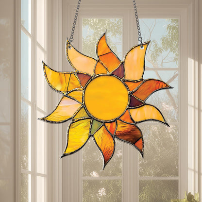 Sun Acrylic 2D Flat Ornament, Vibrant Sun Window Hanging, Yellow Sunflower Decor, Solar Art, Bright Summer Gift, Birthday Gift for Him