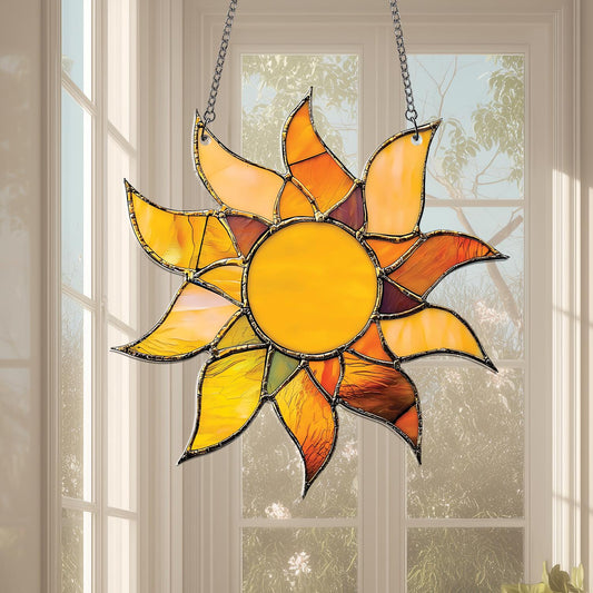 Sun Acrylic 2D Flat Ornament, Vibrant Sun Window Hanging, Yellow Sunflower Decor, Solar Art, Bright Summer Gift, Birthday Gift for Him