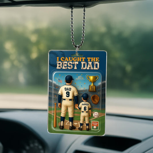I Caught the Best Dad Baseball Acrylic Plaque, Trading Card Style Custom Action Figure Plaque, Custom Acrylic Block, Father's Day Dad Gift