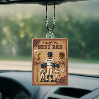 Personalized I Caught the Best Dad Baseball Acrylic Plaque – Custom Father’s Day Gift for Dad, Husband, Grandpa, Pop, Acrylic Block Plaque