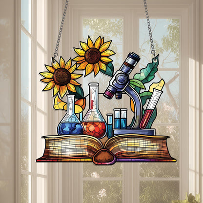Science Classroom Acrylic Window Hanging, Chemistry Teacher Decor, Lab Glassware Art, Back to School STEM Gift for Teachers