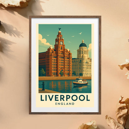 Liverpool Poster Wall Art, Liverpool Travel Print, Britain Wall Art, Wedding & Birthday Gift, Travel Home Decor, UK Modern Cityscape Artwork